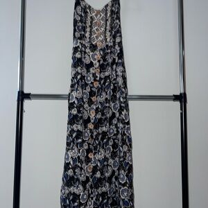 Angie Navy and White Floral Maxi Dress